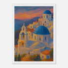 White frame 21x29.7 cm 8x12" - "Sunset Over Santorini" Print | Mediterranean Wall Art - Play By Print