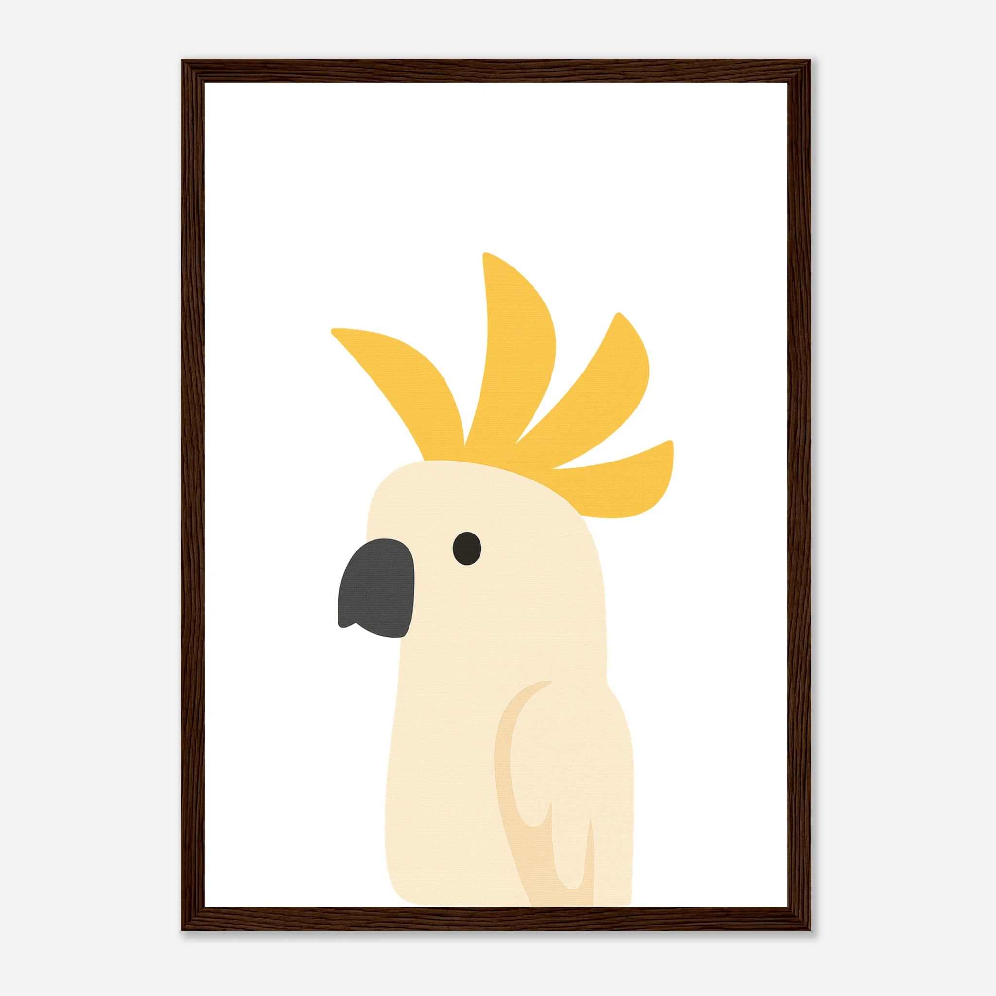 Dark wood frame - Cockatoo – Minimalist Bird Art Print | Australian Animal Poster for Nursery or Home - Play By Print