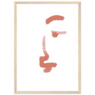 Wood frame - Bare Expression – Minimalist Abstract Face Print in Terracotta - Daisy