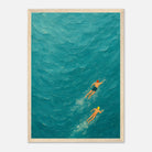 Wood frame A3 (29.7 x 42 cm) - Ocean Swimmers Wall Art | Textured Painterly Sea Print - Play By Print
