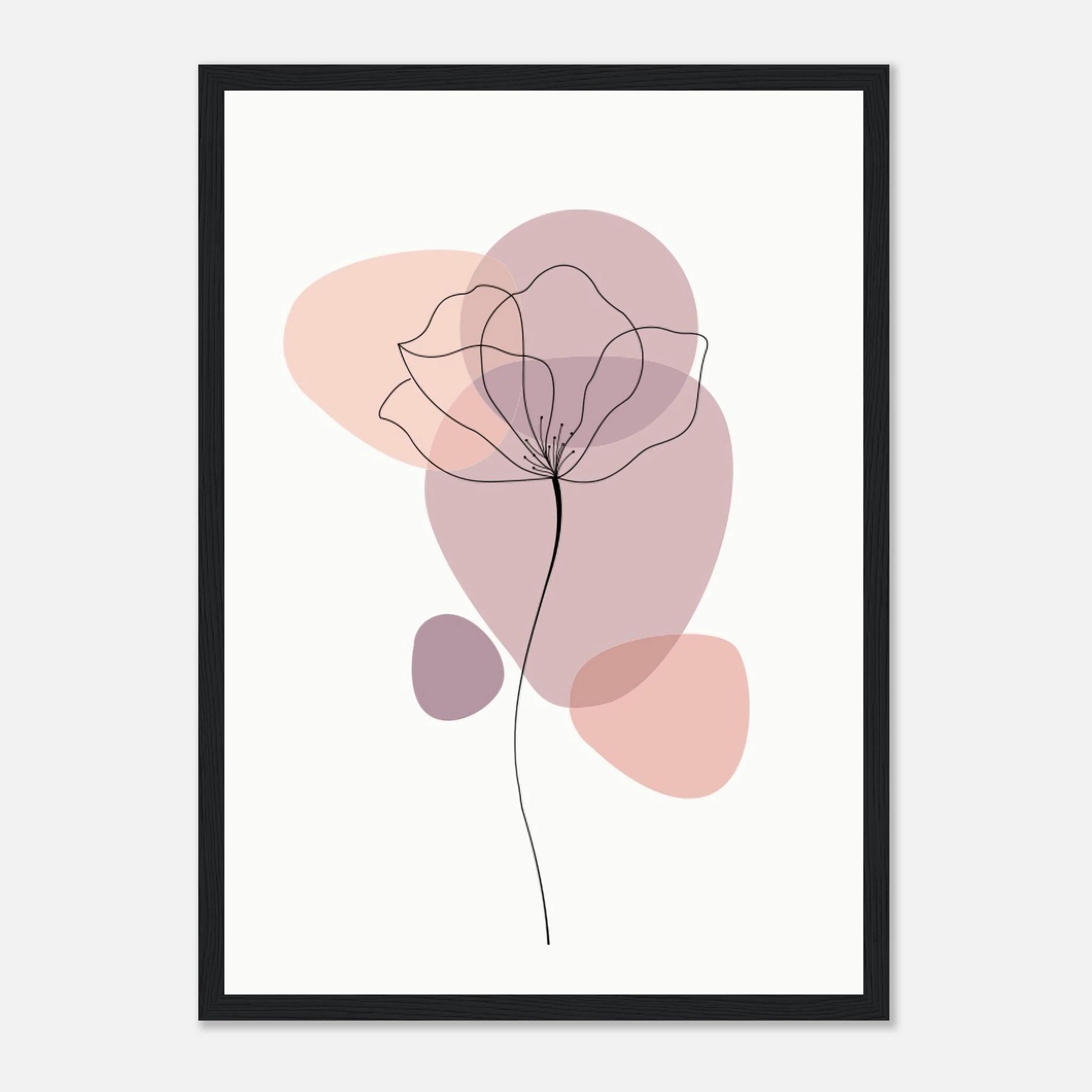 Black frame - Minimalist Poppy Flower Art Print - Jerin