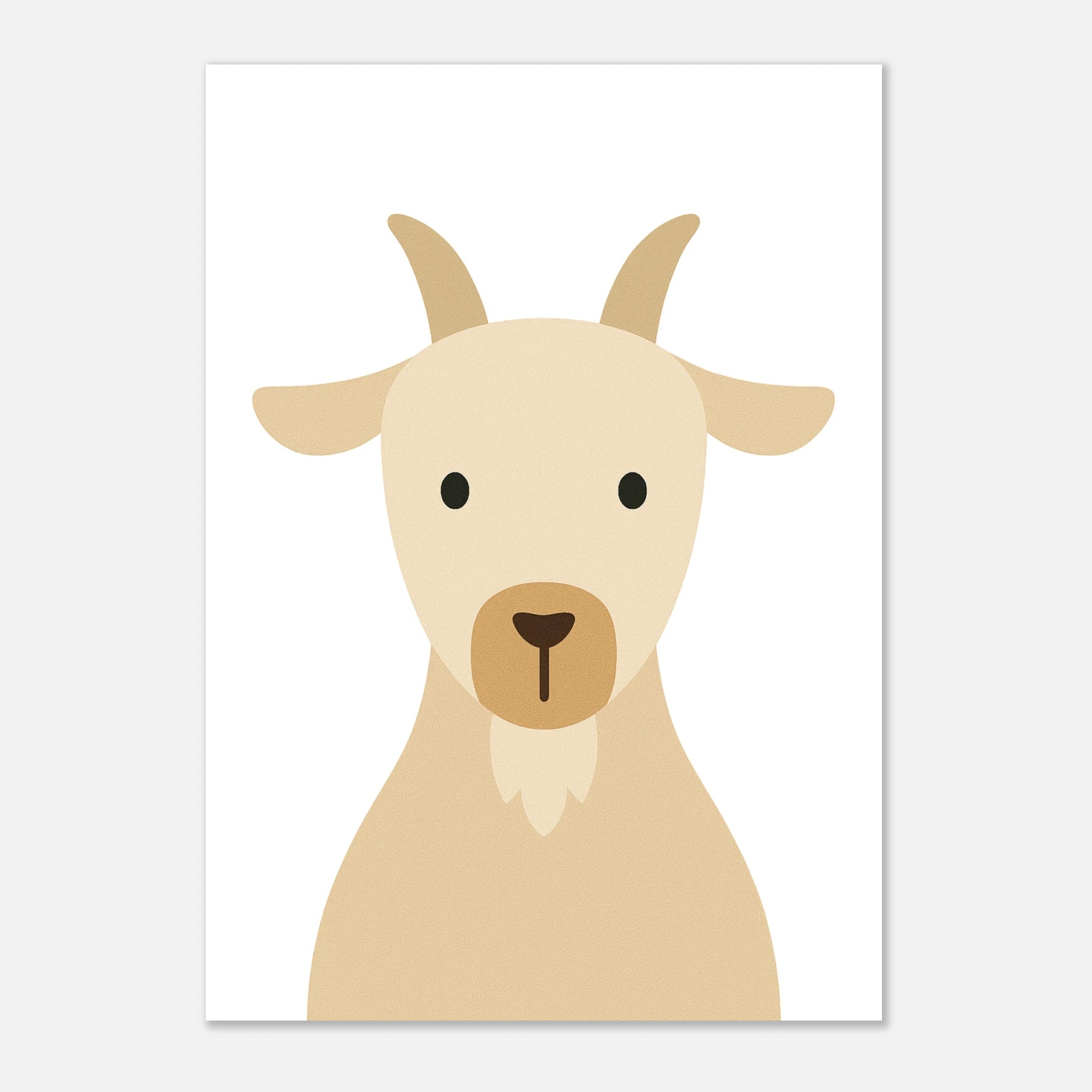 Unframed - Goat – Minimalist Farm Animal Art Print | Nursery or Classroom Wall Poster - Play By Print