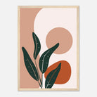 Wood frame - Sage Leaves & Terracotta Sun Modern Abstract Wall Art - Jerin