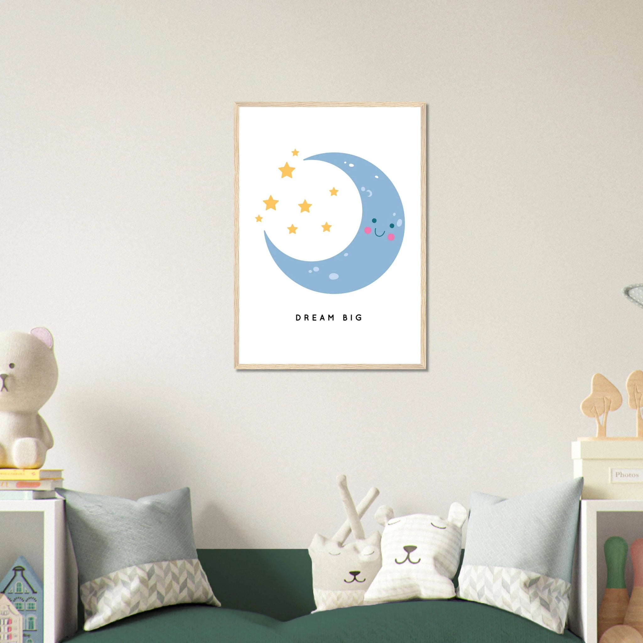 # all-groups - Dream Big Moon & Stars Poster | Cute Nursery Print with Inspirational Quote - Play By Print