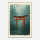 Wood frame 60x90 cm 24x36″ - Torii Gate in Mist – Gouache Japanese Landscape Art Print - Play By Print