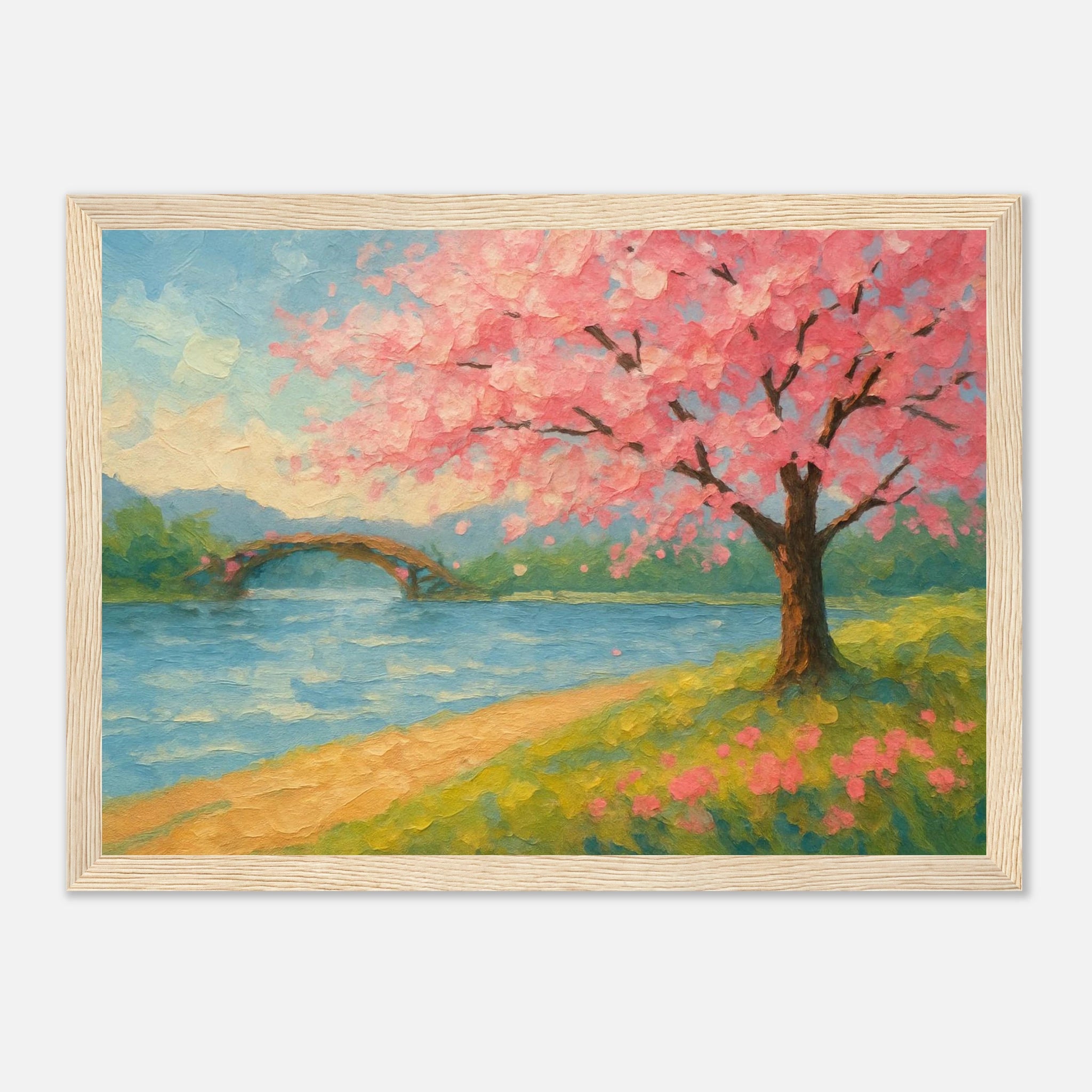 Wood frame 21x29.7 cm 8x12" - “Whispers of Spring” | Cherry Blossom Landscape - Play By Print