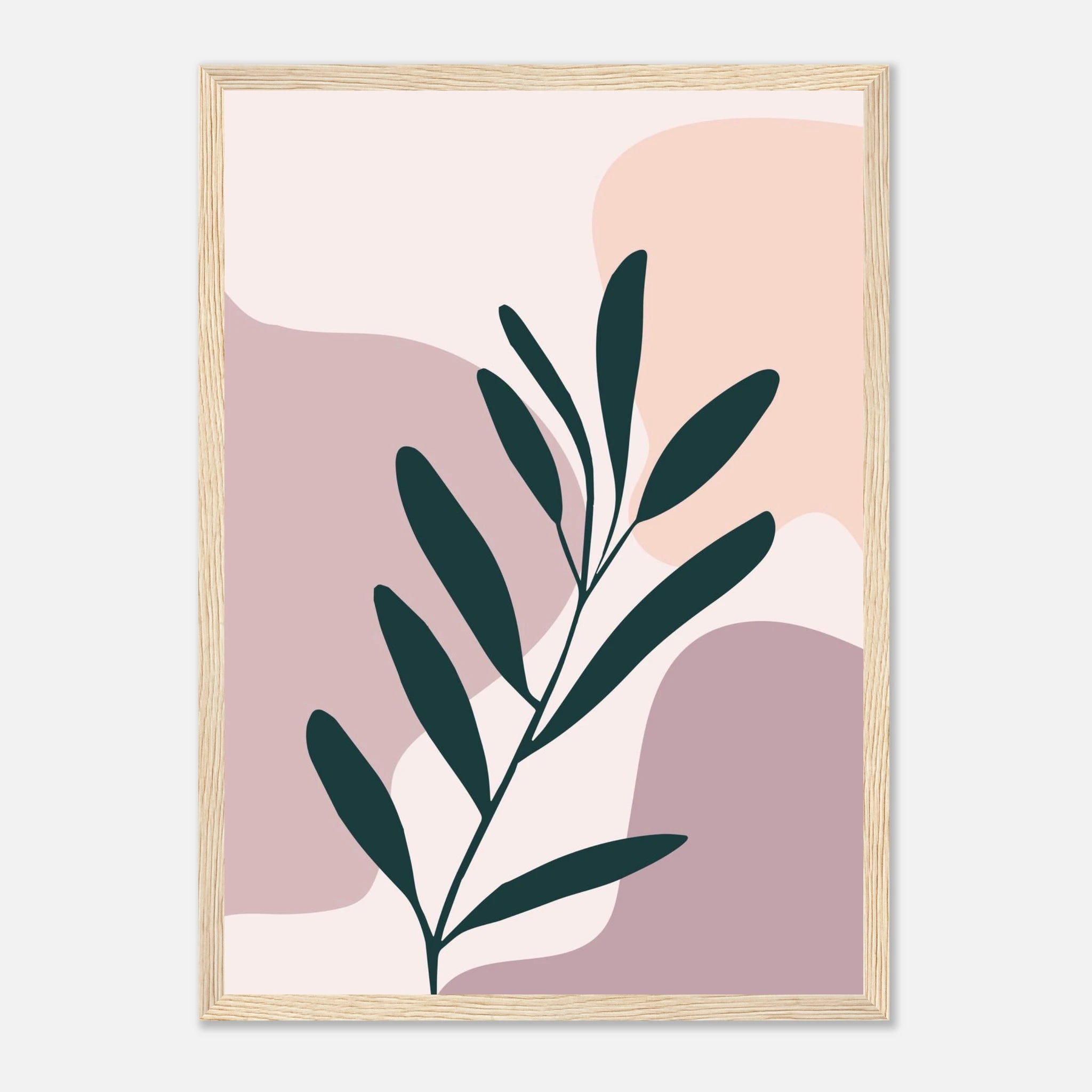 Wood frame - Olive Branch on Blush Modern Abstract Wall Art - Jerin