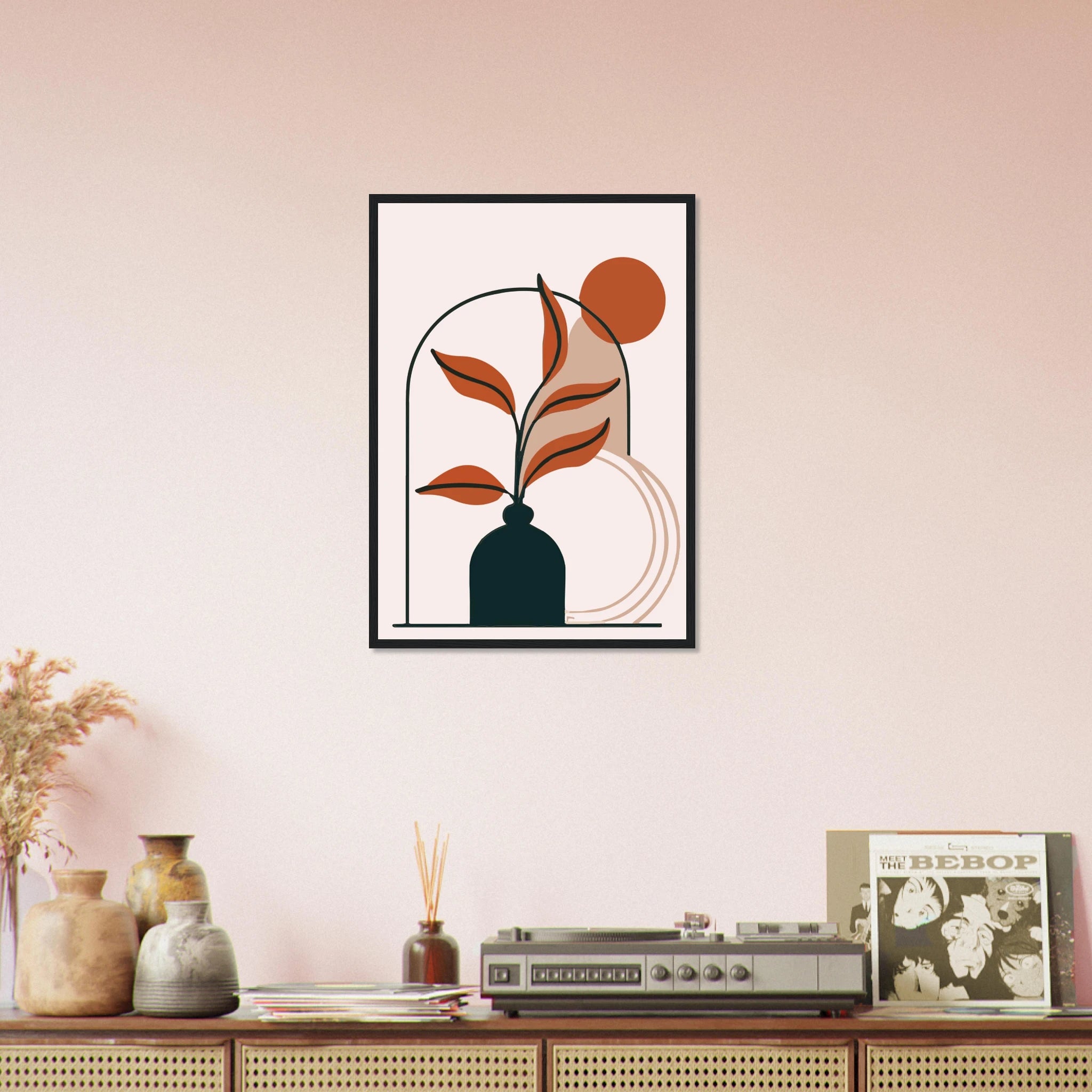 # all-groups - Terracotta Leaves in Vase Modern Abstract Wall Art - Jerin
