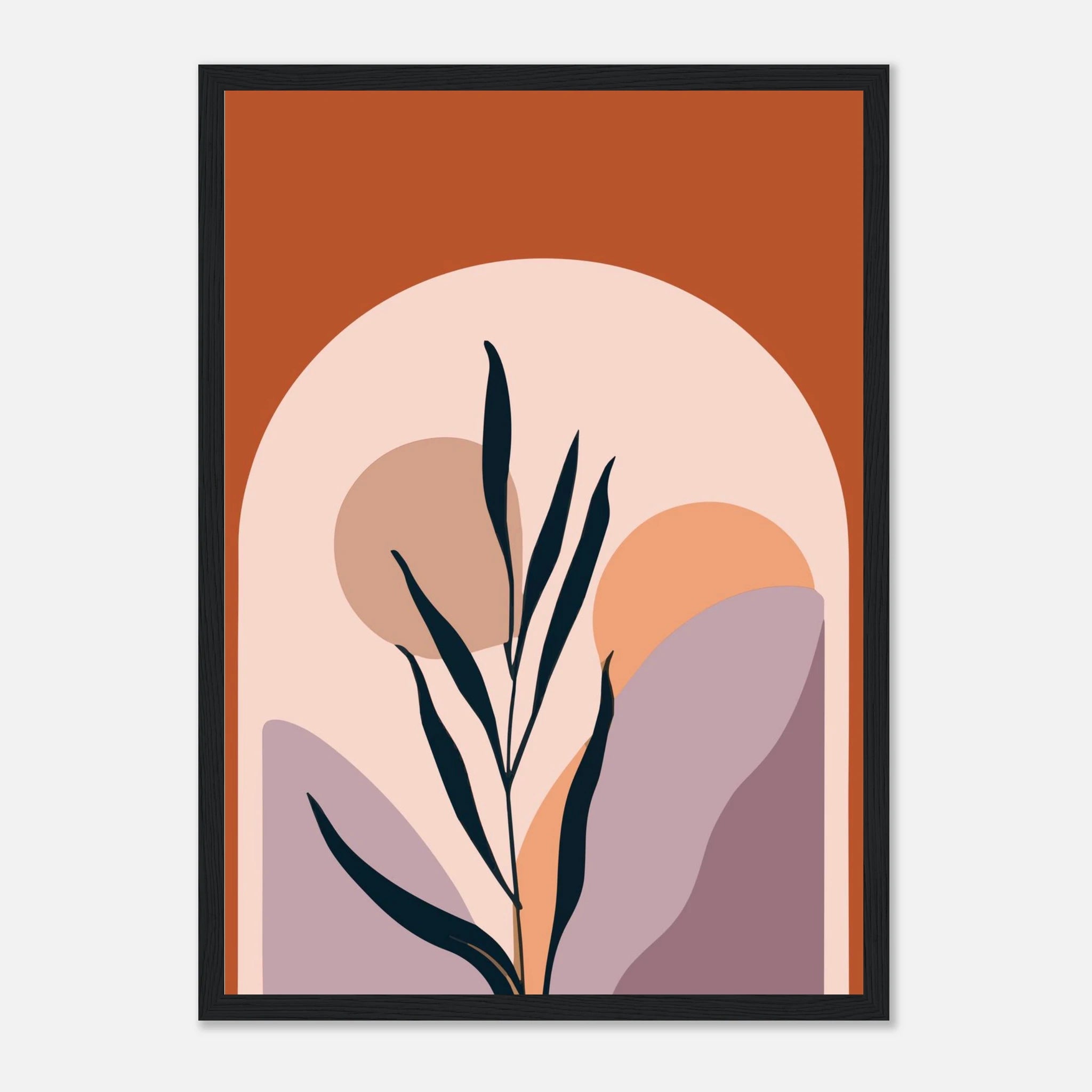 Black frame A3 (29.7 x 42 cm) - Botanic Sunrise Modern Abstract Wall Art - Jerin