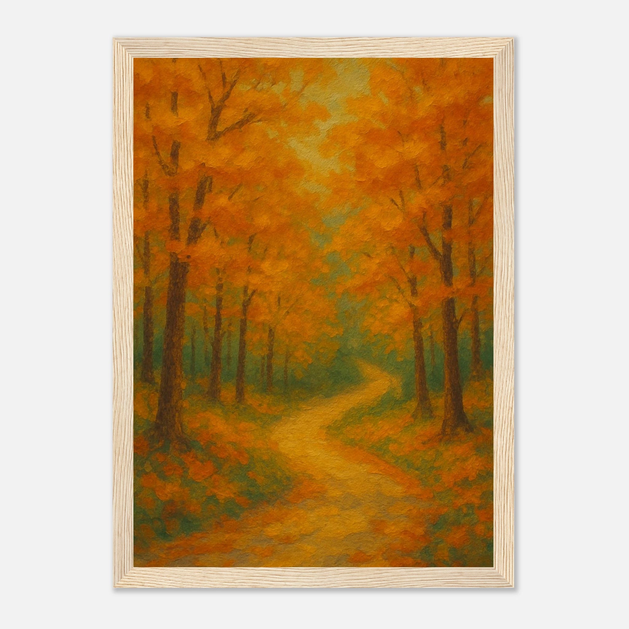 Wood frame 21x29.7 cm 8x12" - Golden Autumn Pathway Wall Art | Tranquil Woodland - Play By Print