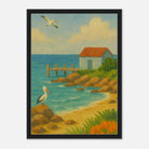 Black frame 50x70 cm 20x28″ - Seaside Jetty – Coastal Pelican Canvas Wall Art - Play By Print