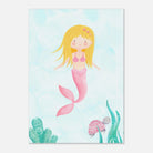 Unframed - Blonde Mermaid Wall Art | Watercolour Ocean Nursery Print for Girls - Iris