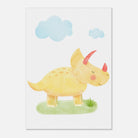 Unframed - Yellow Dinosaur Nursery Print | Cute Triceratops Wall Art for Kids - Iris