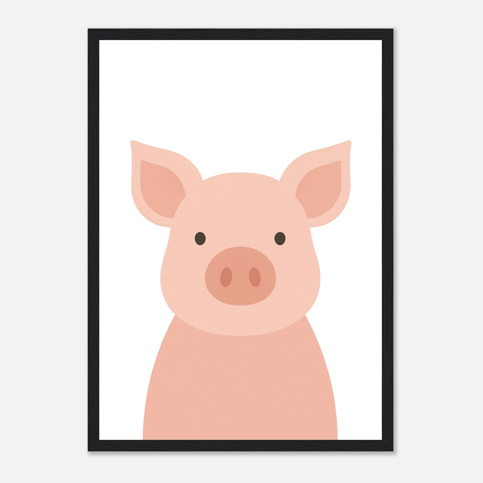 Black frame - Pig – Minimalist Farm Animal Art Print - Play By Print