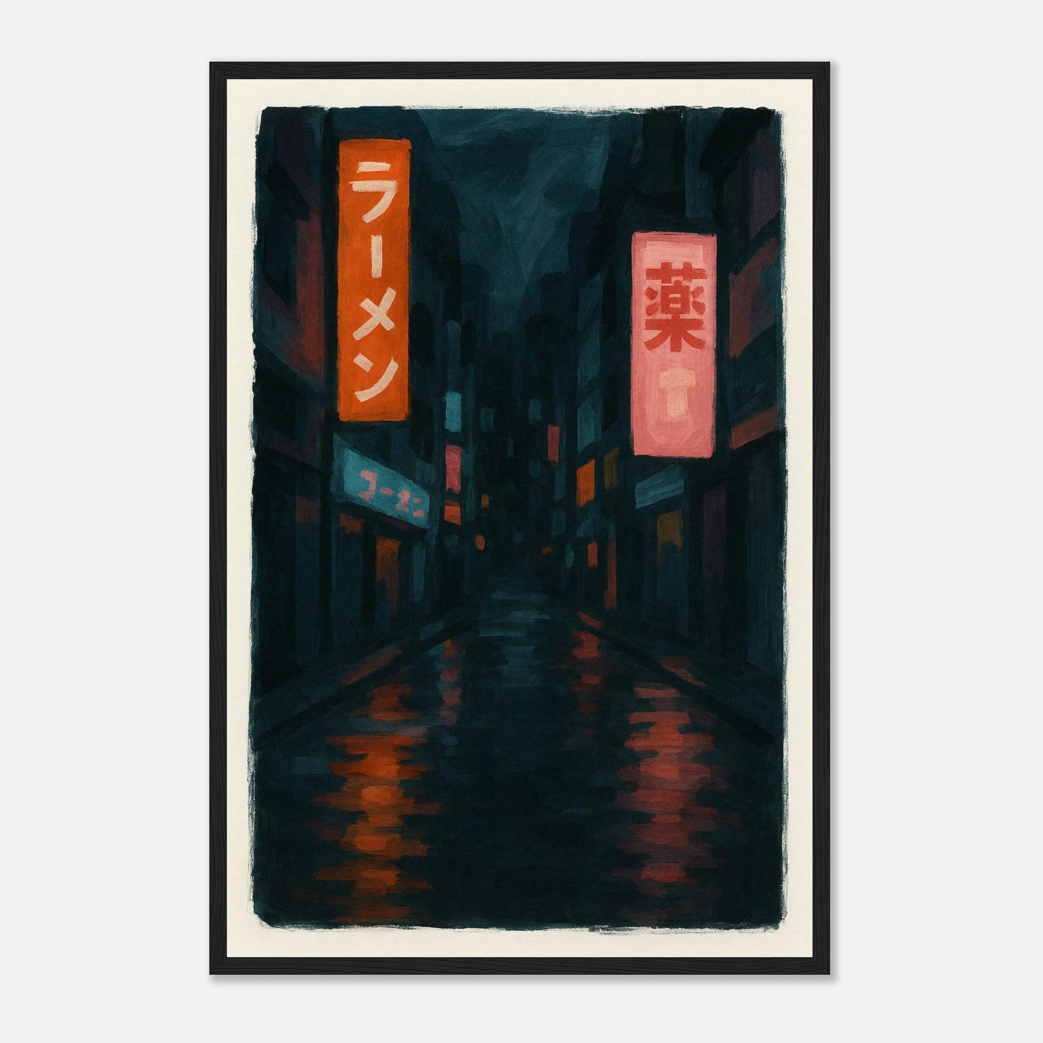 Black frame 40x60 cm 16x24″ - Midnight Neon – Tokyo Alley Art Print - Play By Print