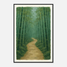 Black frame 60x90 cm 24x36″ - Bamboo Forest Path – Gouache Landscape Art Print - Play By Print