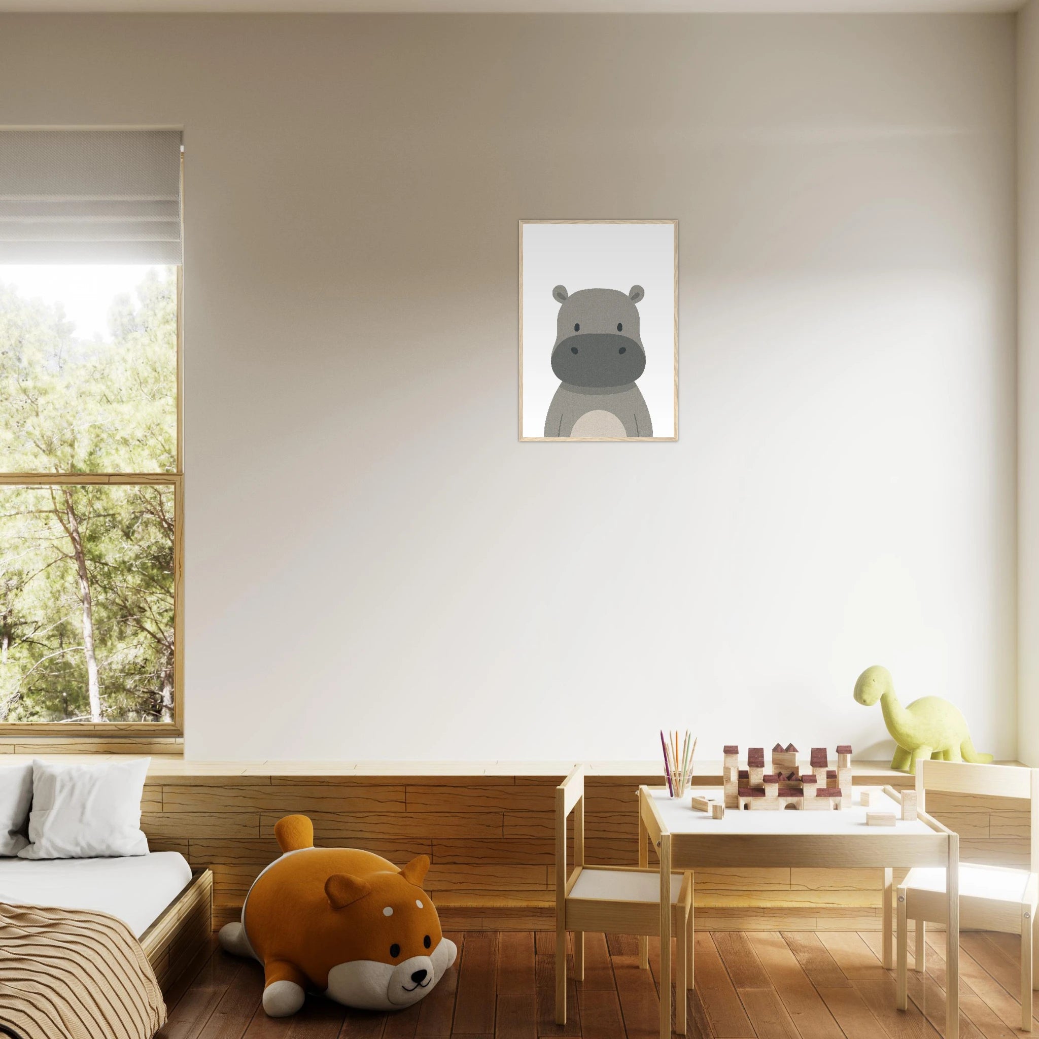 # all-groups - Hippo – Minimalist Safari Animal Art Print - Play By Print