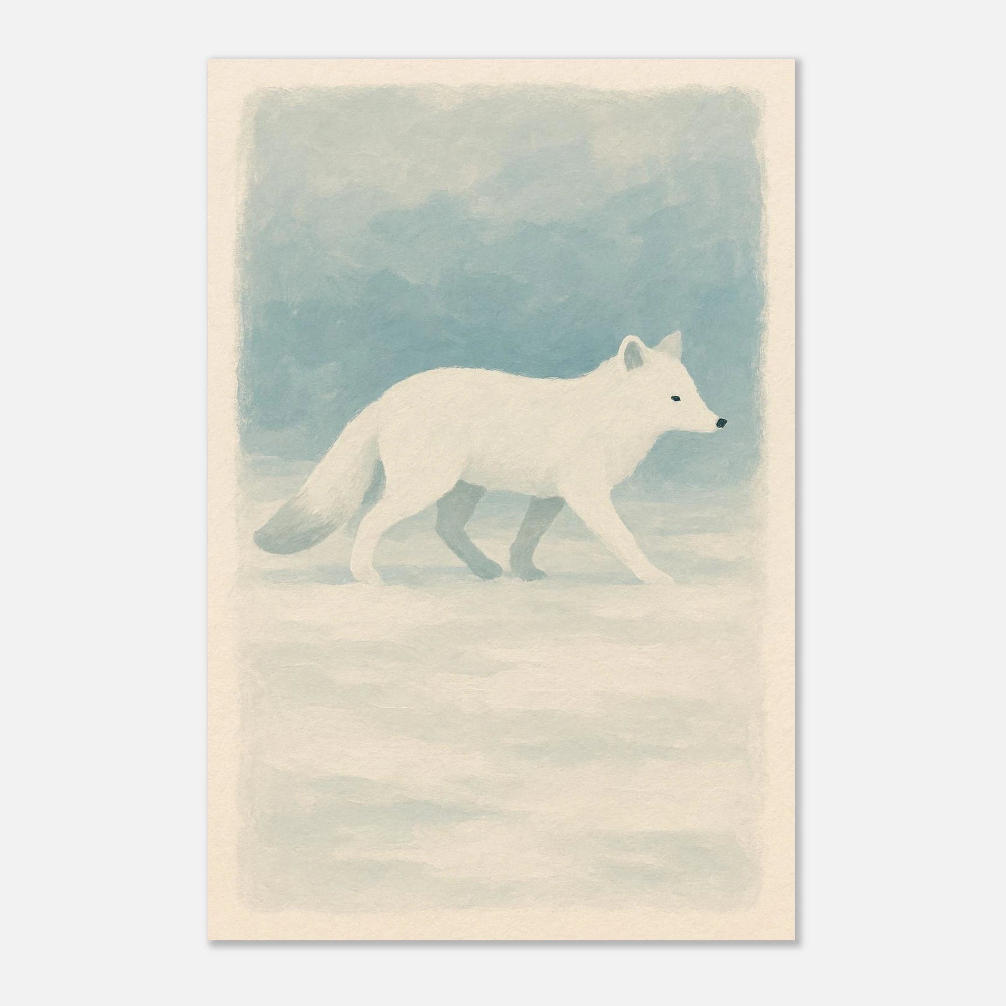 Unframed 60x90 cm 24x36″ - Silent Steps – Arctic Fox in Snow Wall Art Print - Play By Print
