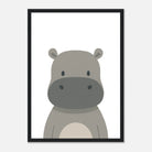 Black frame - Hippo – Minimalist Safari Animal Art Print - Play By Print
