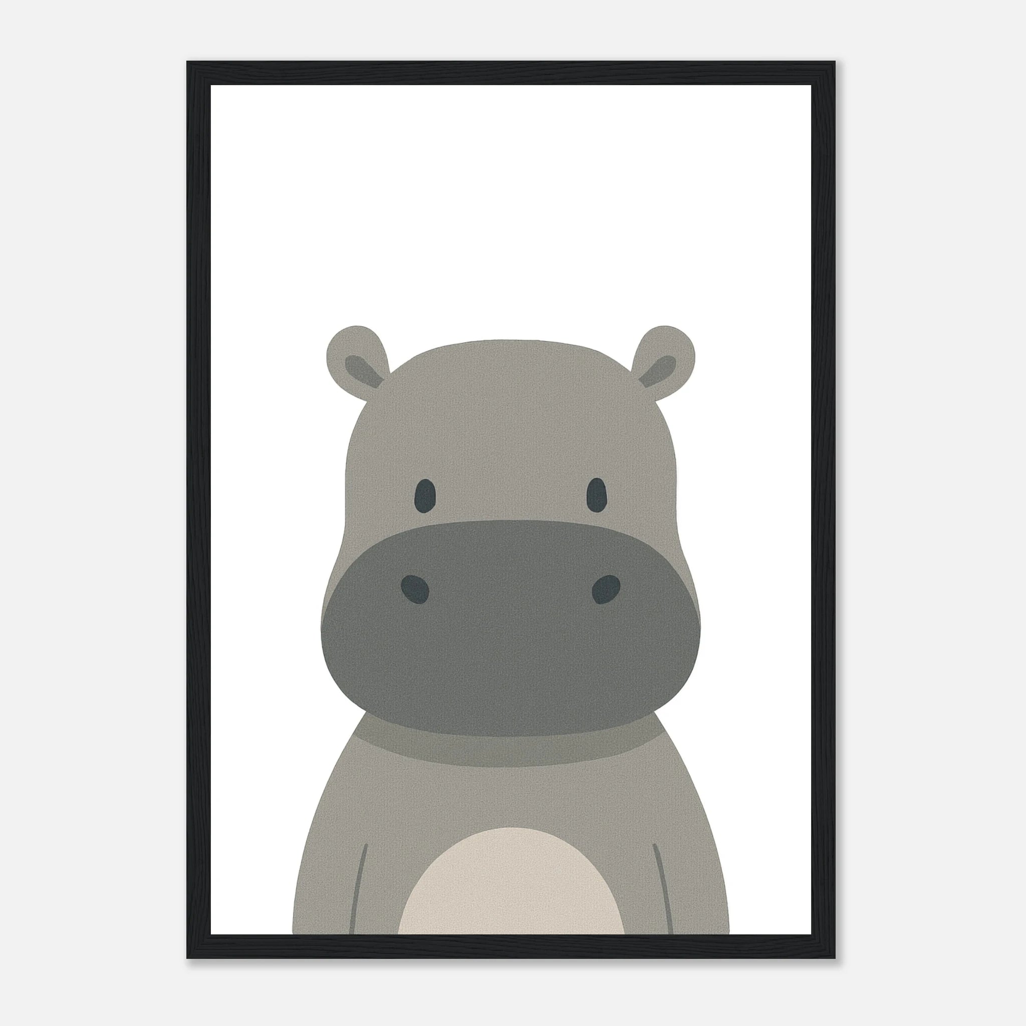 Black frame - Hippo – Minimalist Safari Animal Art Print - Play By Print