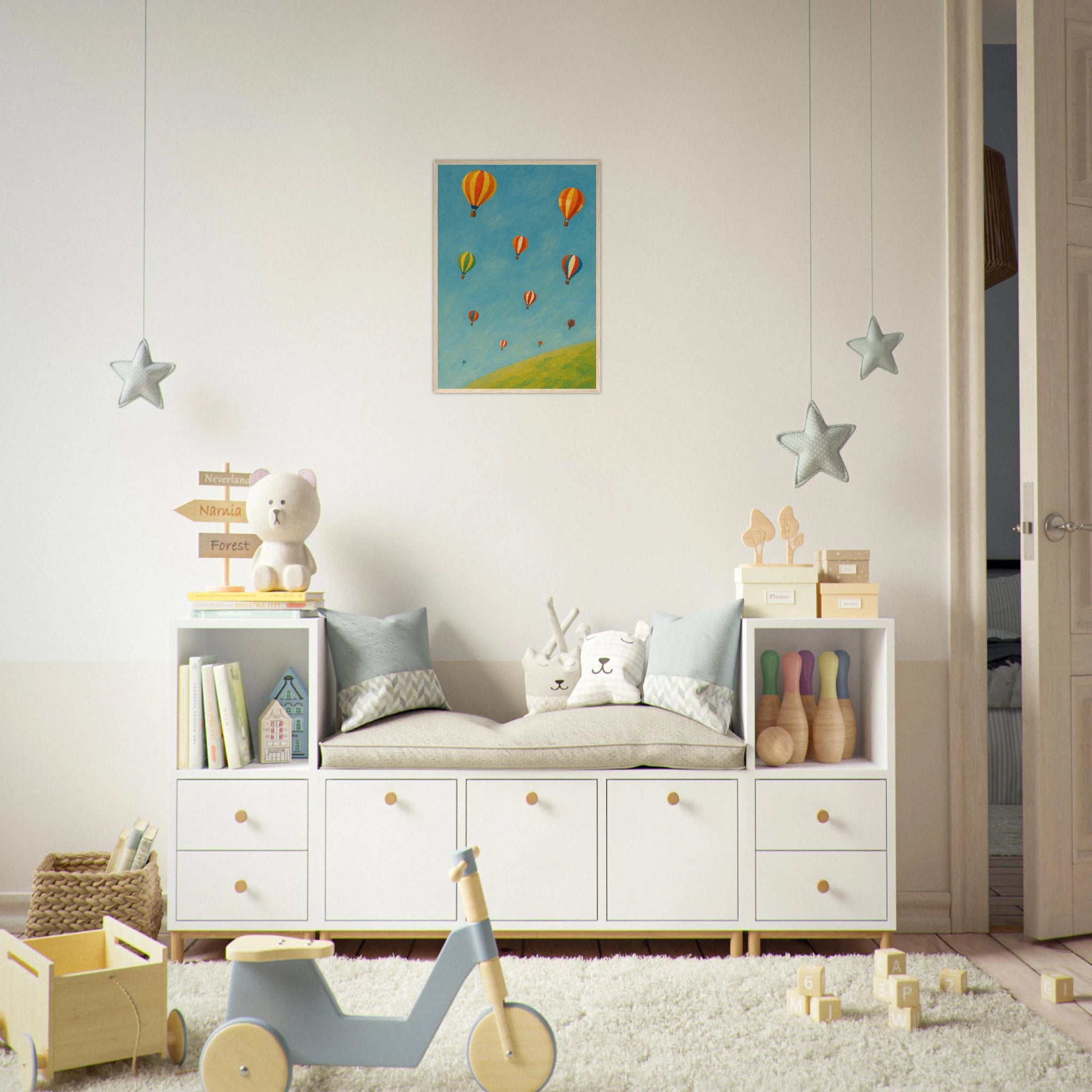 # all-groups - Up and Away Hot Air Balloon Wall Art | Whimsical Nursery or Playroom Print - Play By Print