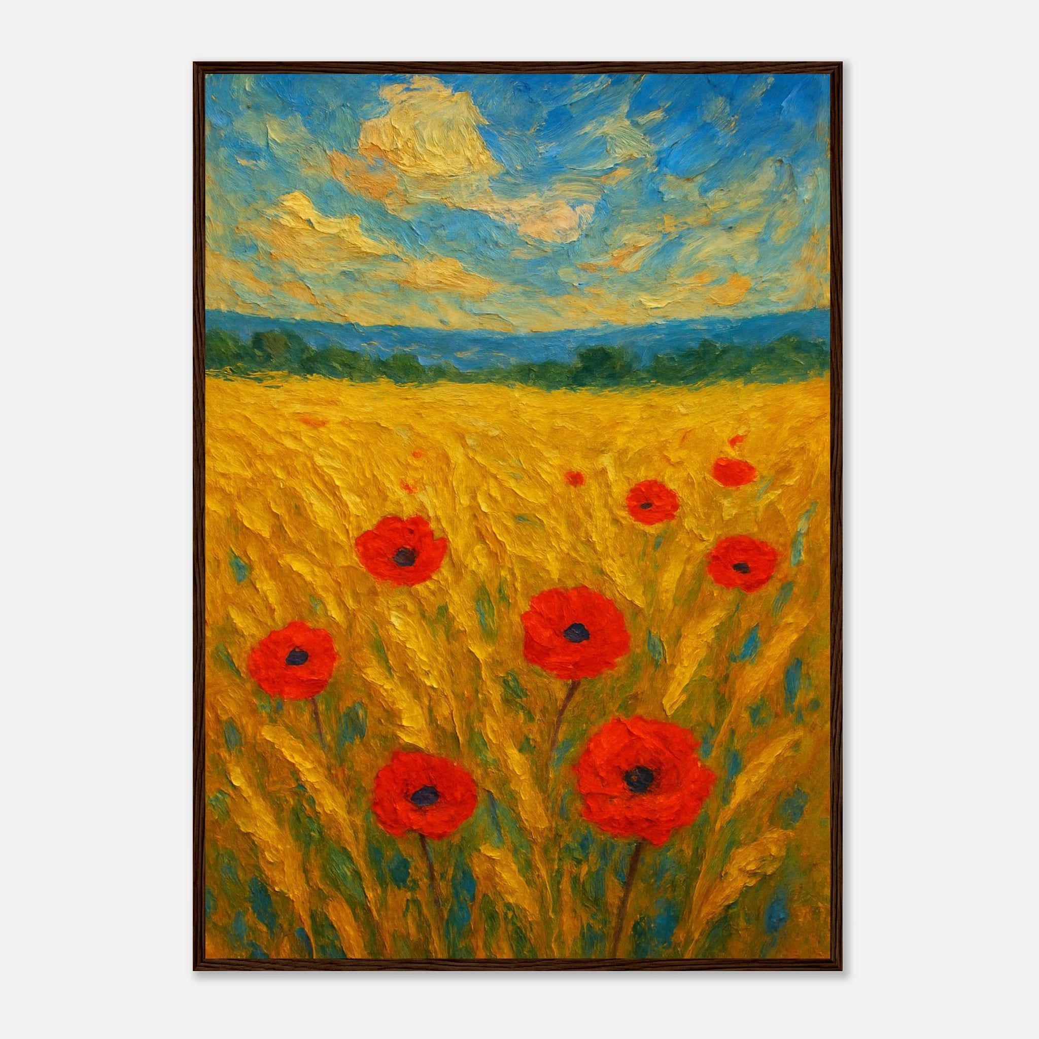 Dark wood frame A1 (59.4 x 84.1 cm) - Golden Poppy Field Print | Vibrant Impressionist Landscape - Play By Print