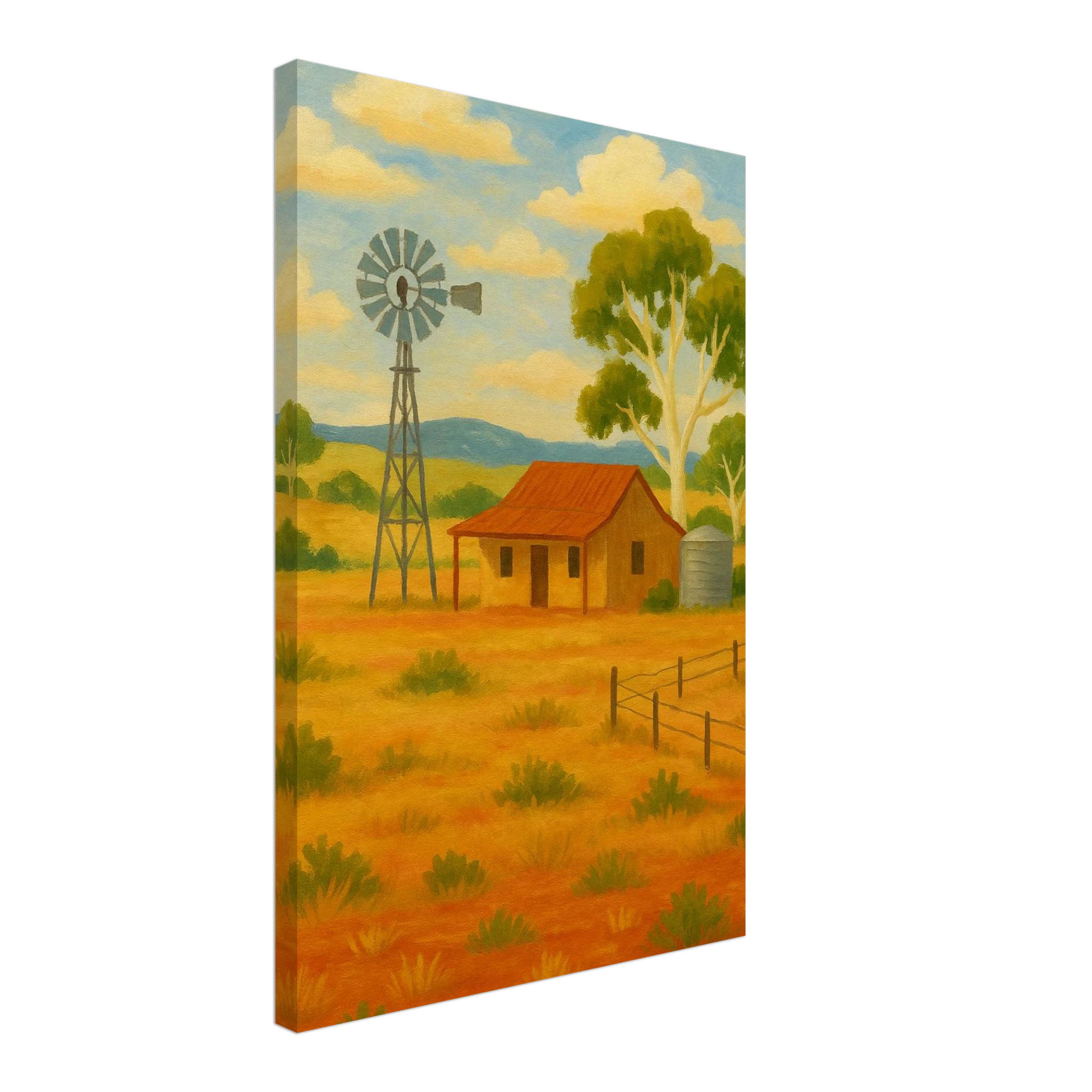 Canvas 40x60 cm 16x24″ - Outback Windmill & Cottage Canvas Wall Art - Play By Print