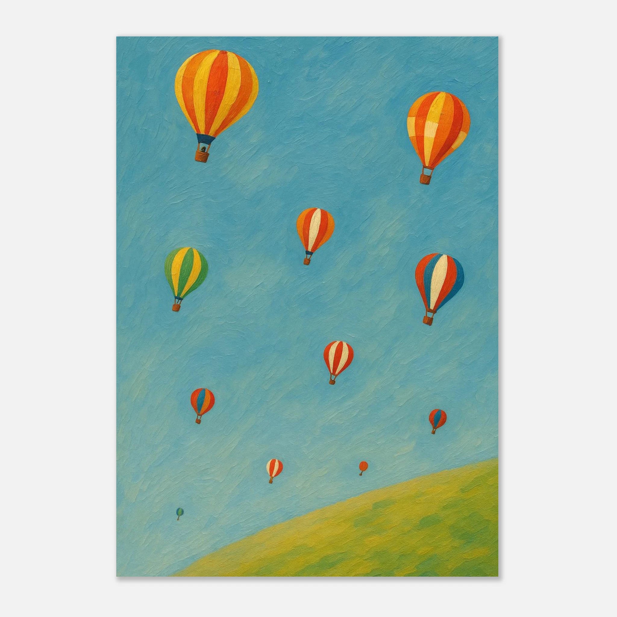 Unframed A2 (42 x 59.4 cm) - Up and Away Hot Air Balloon Wall Art | Whimsical Nursery or Playroom Print - Play By Print