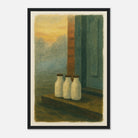 Black frame 30x45 cm 12x18″ - Milk Bottles at Dawn – Gouache Still Life Art Print - Play By Print