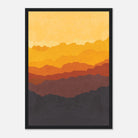Black frame - Golden Peaks – Warm Sunset Mountain Landscape Wall Art - Daisy