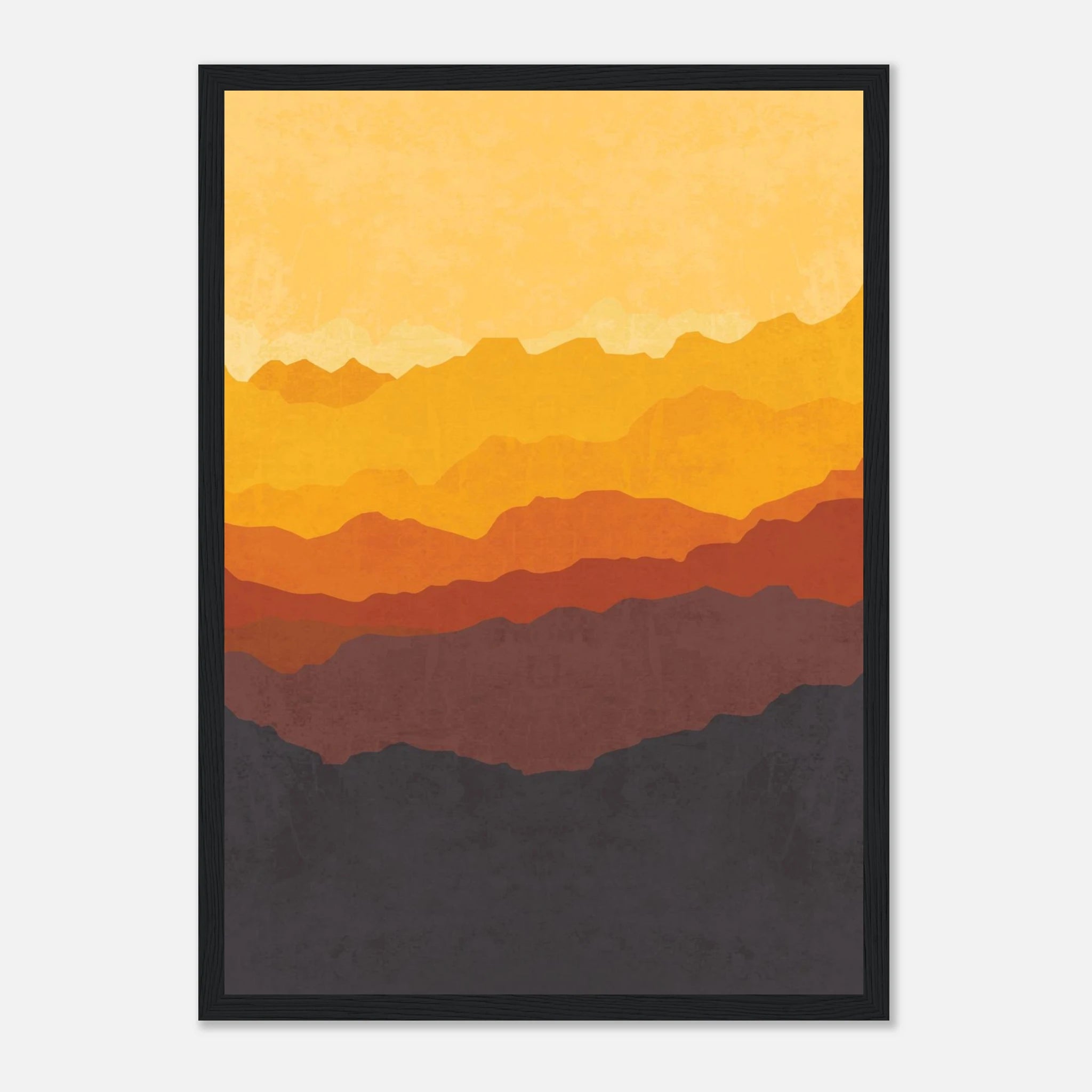 Black frame - Golden Peaks – Warm Sunset Mountain Landscape Wall Art - Daisy