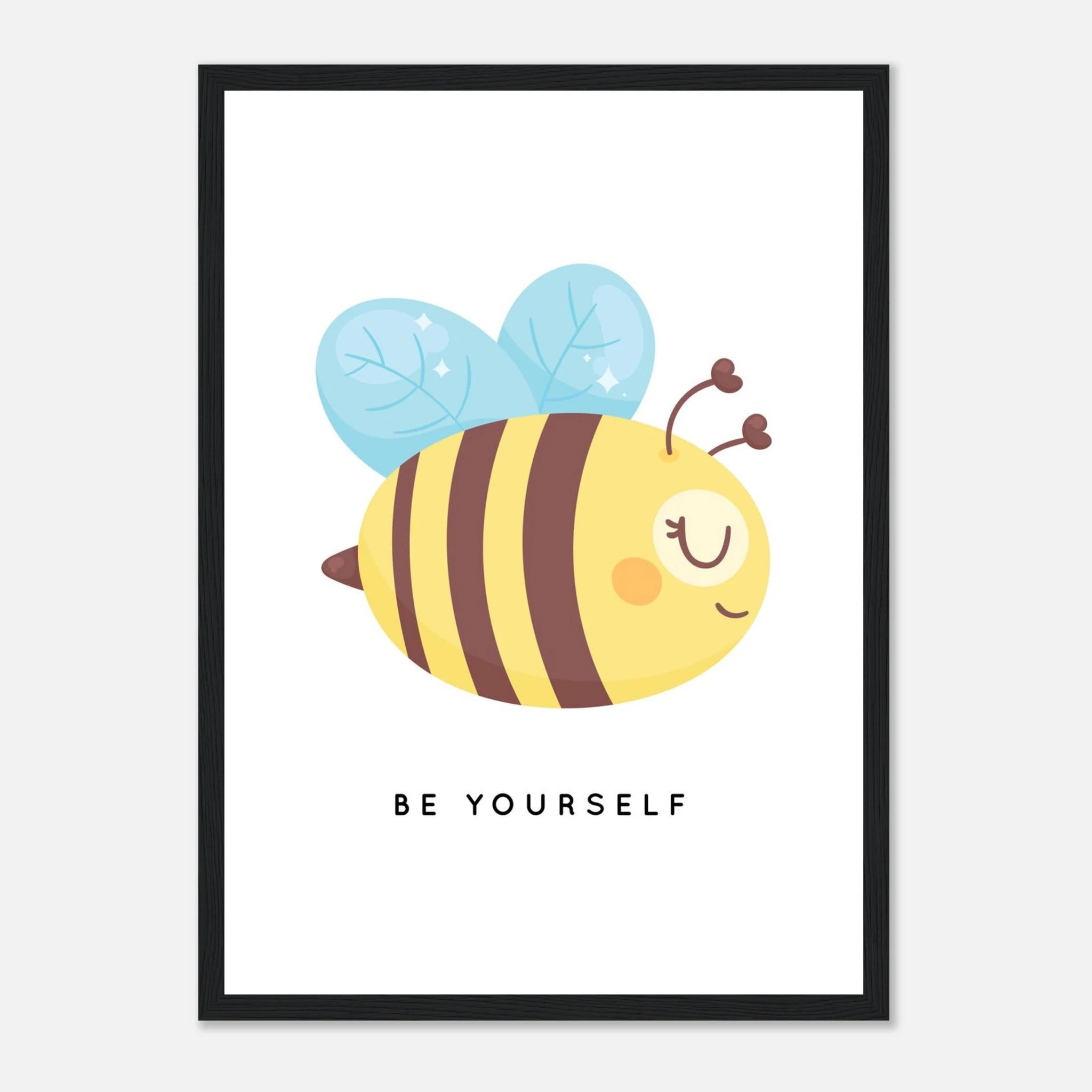 Black frame - Be Yourself Bee Poster | Positive Quote Wall Art for Kids - Elena