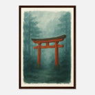 Dark wood frame 30x45 cm 12x18″ - Torii Gate in Mist – Gouache Japanese Landscape Art Print - Play By Print