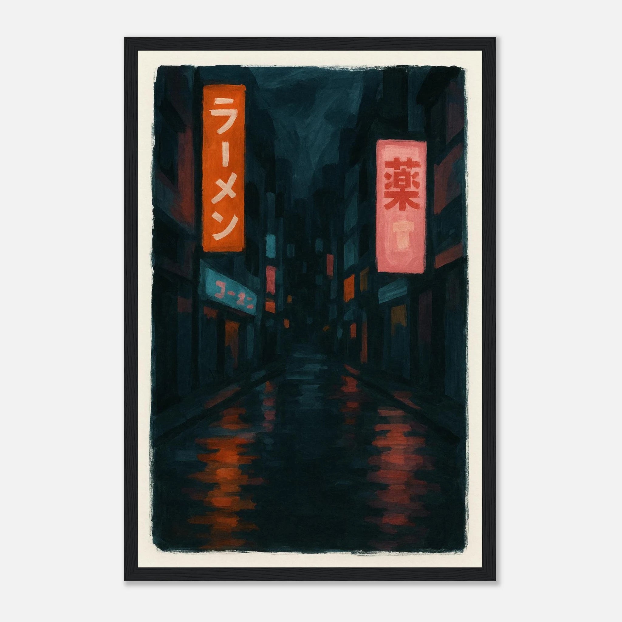 Black frame 30x45 cm 12x18″ - Midnight Neon – Tokyo Alley Art Print - Play By Print