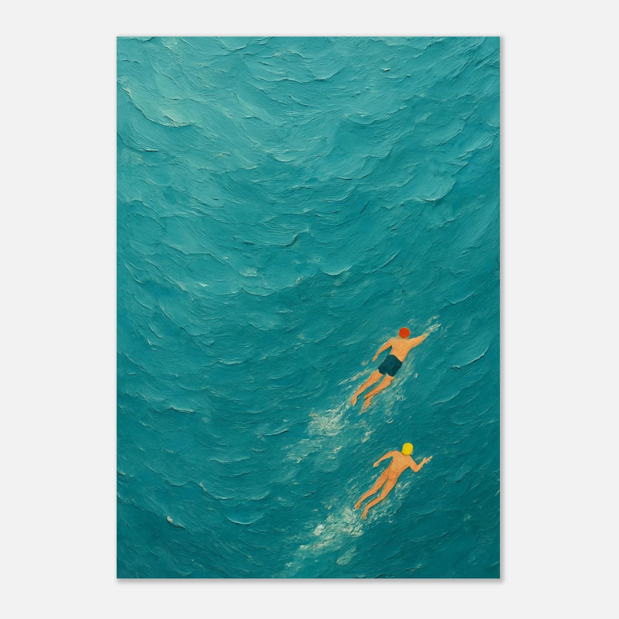 Unframed 21x29.7 cm 8x12" - Ocean Swimmers Wall Art | Textured Painterly Sea Print - Play By Print