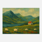 Unframed A1 (59.4 x 84.1 cm) - Hillside Haze – Countryside Sheep & Cottage Wall Art Print - Play By Print