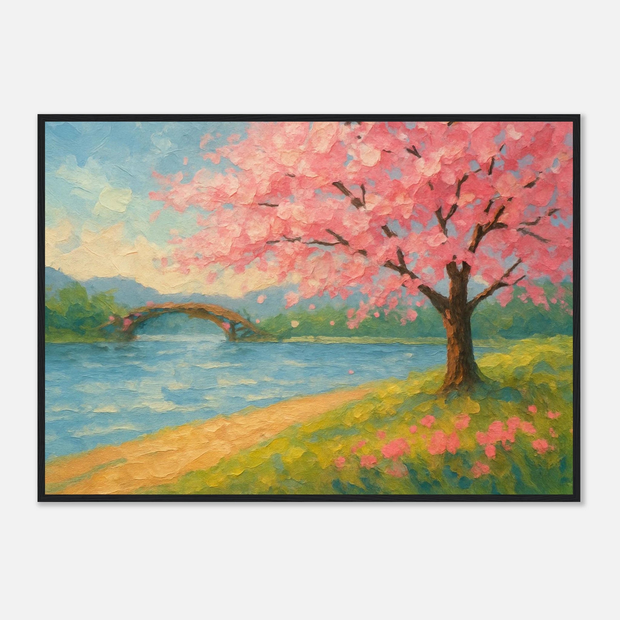Black frame A1 (59.4 x 84.1 cm) - “Whispers of Spring” | Cherry Blossom Landscape - Play By Print