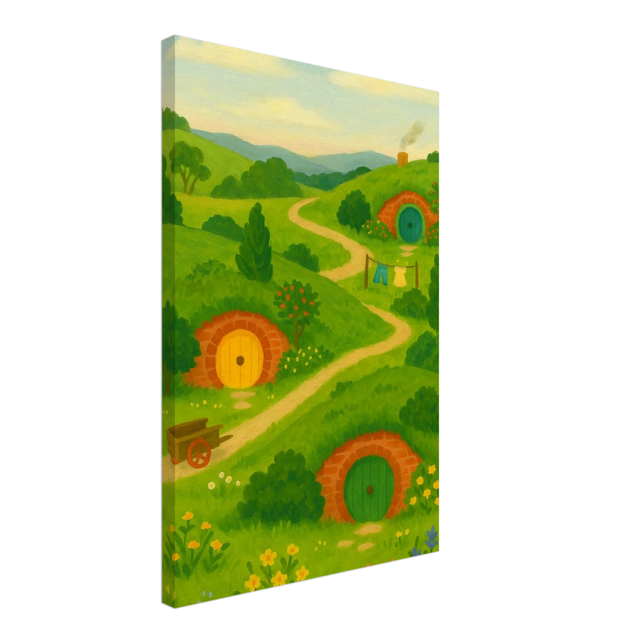 Canvas 40x60 cm 16x24″ - Hillside Hobbiton – New Zealand Hobbit Movie Set Canvas Wall Art - Play By Print
