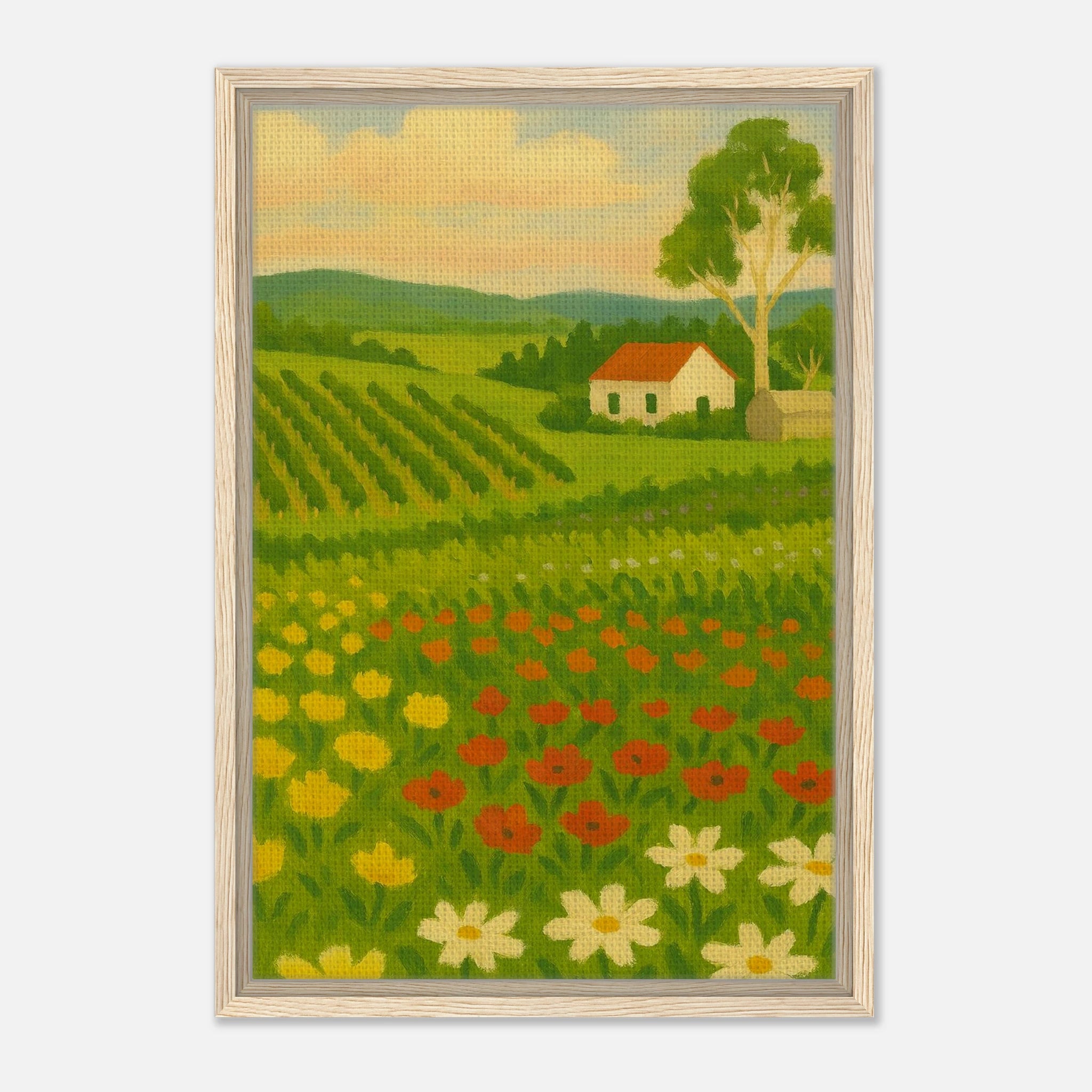 Wood frame 40x60 cm 16x24″ - Vineyard & Wildflowers – Australian Countryside Canvas Wall Art - Play By Print