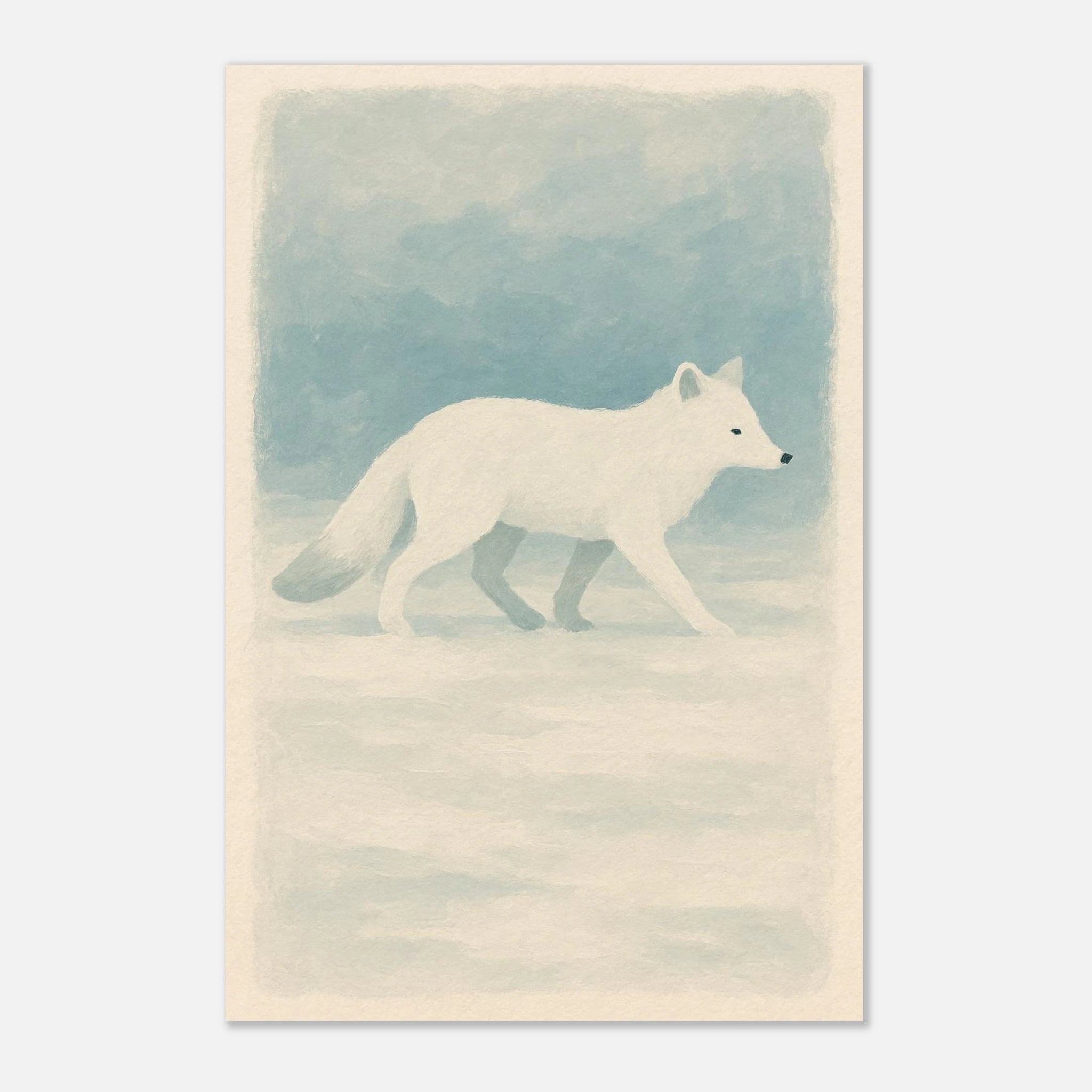 Unframed 30x45 cm 12x18″ - Silent Steps – Arctic Fox in Snow Wall Art Print - Play By Print
