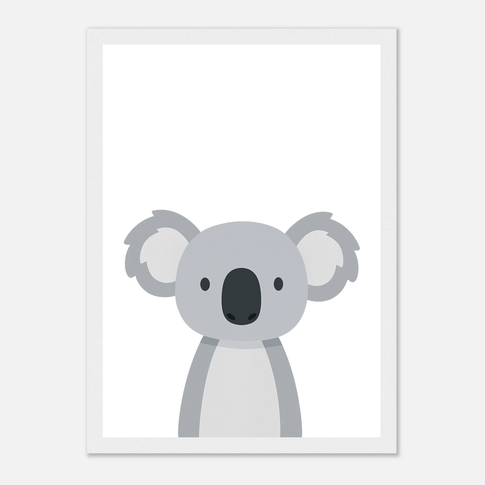 White frame - Koala – Minimalist Australian Animal Art Print | Calming Nursery & Playroom Wall Poster - Play By Print
