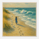 Wood frame 70x70 cm 28x28″ - “Soft Steps by the Sea” | Serene Coastal Art Print - Play By Print