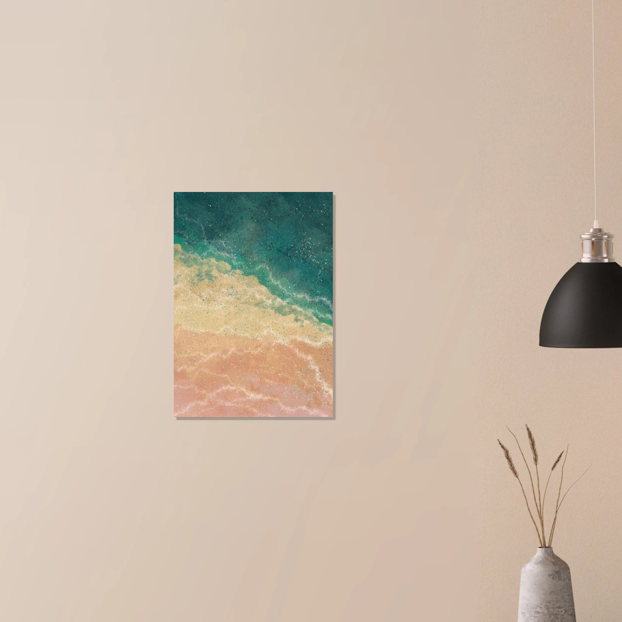 # all-groups - Golden Shoreline – Textured Coastal Abstract Print in Teal & Sand - Daisy