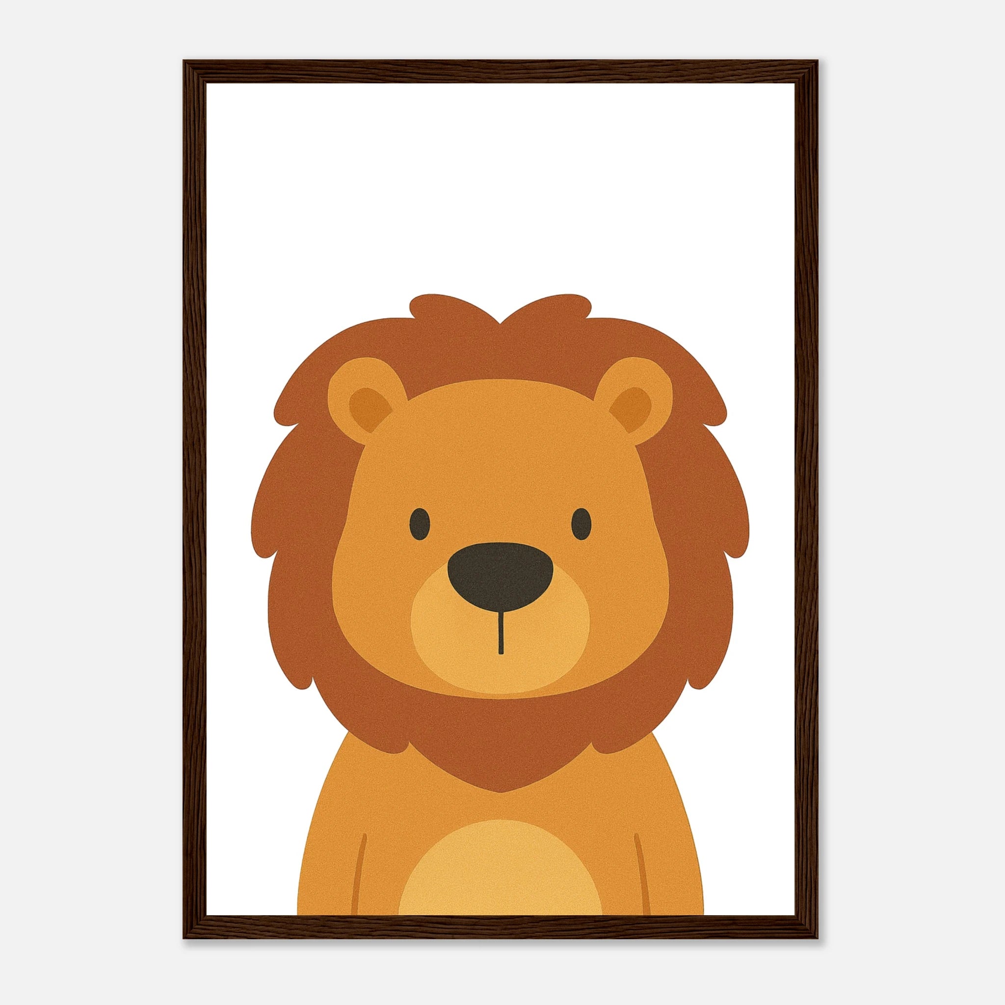 Dark wood frame - Lion Nursery Print – Jungle Animal Art for Kids - Play By Print