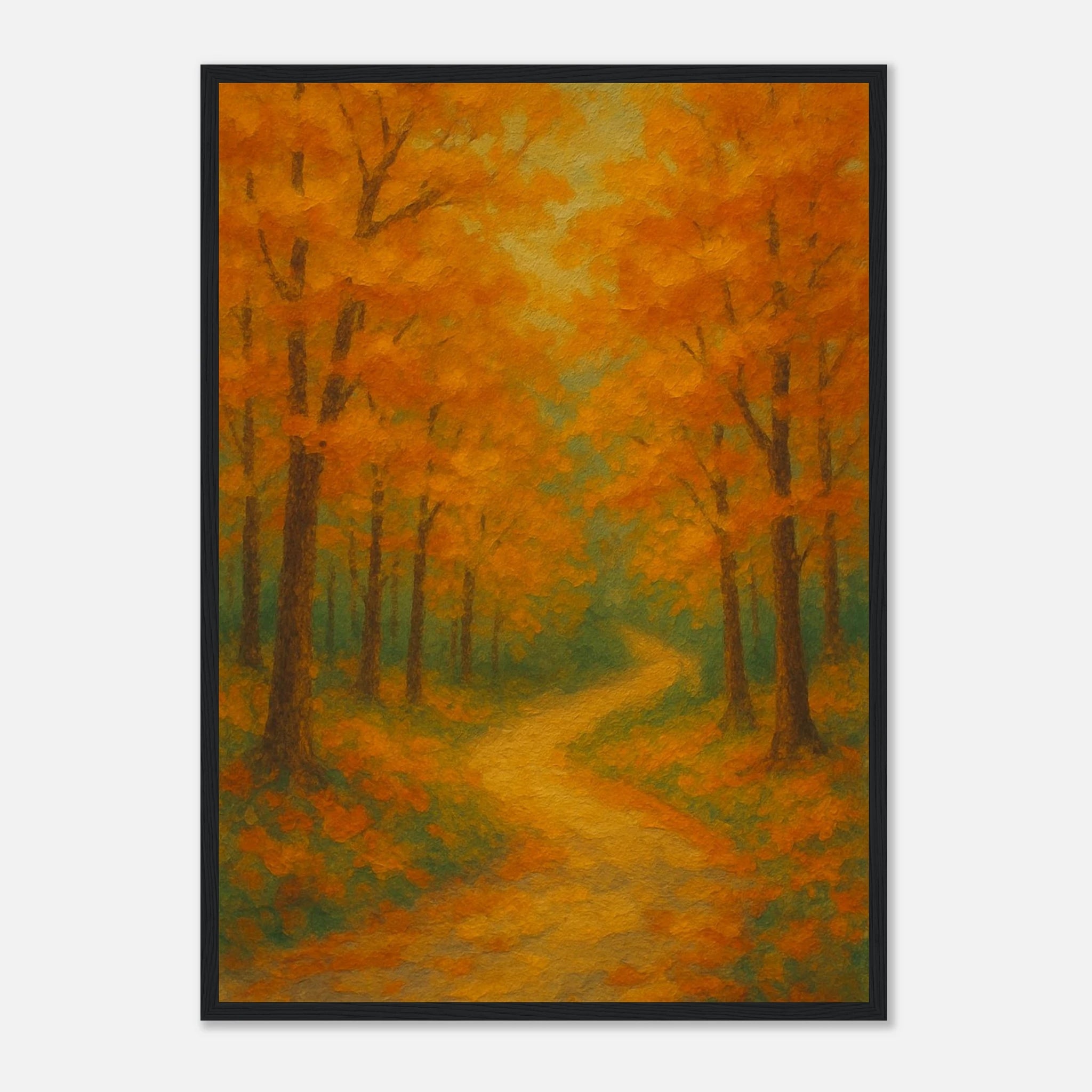 Black frame A2 (42 x 59.4 cm) - Golden Autumn Pathway Wall Art | Tranquil Woodland - Play By Print