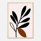 Wood frame - Black Botanical Silhouette with Terracotta Leaf Wall Art - Jerin