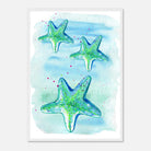 White frame A2 (42 x 59.4 cm) - Tide Treasures – Watercolour Starfish Art Print 🌟🩵 - Play By Print