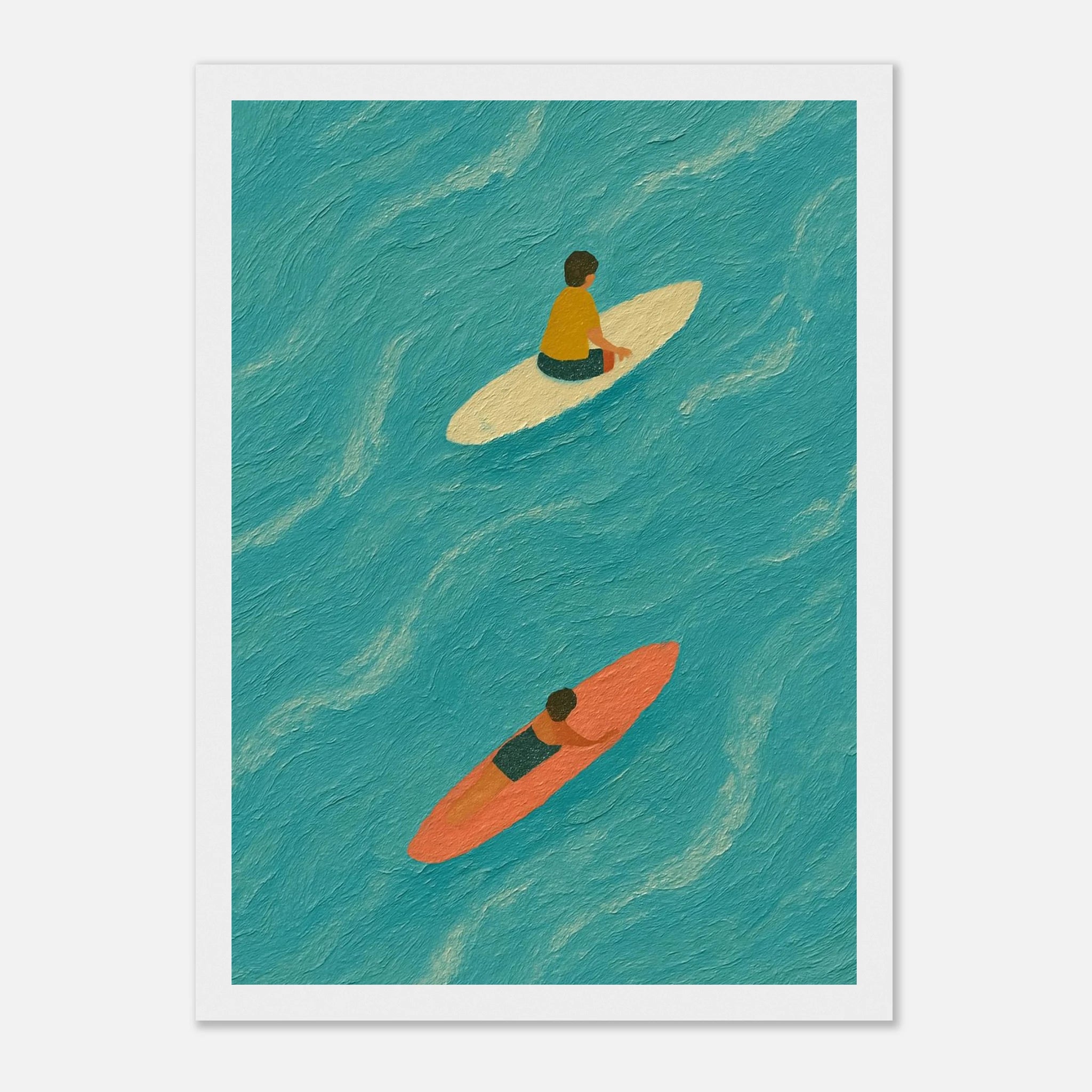 White frame 21x29.7 cm 8x12" - "Drift and Dream" Surf Print | Minimal Coastal Wall Art - Play By Print
