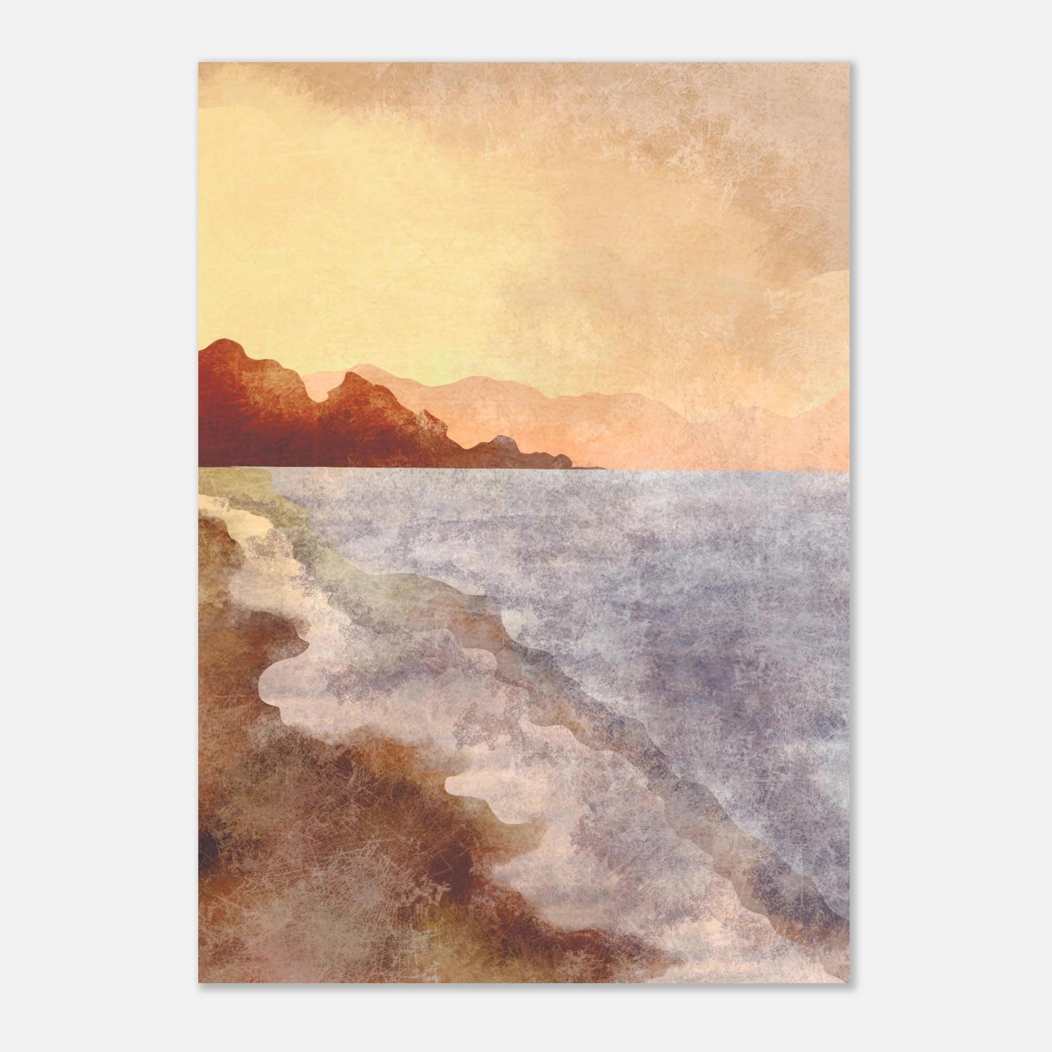 Unframed - Golden Coastline – Watercolour Sunset Seascape Art Print - Daisy