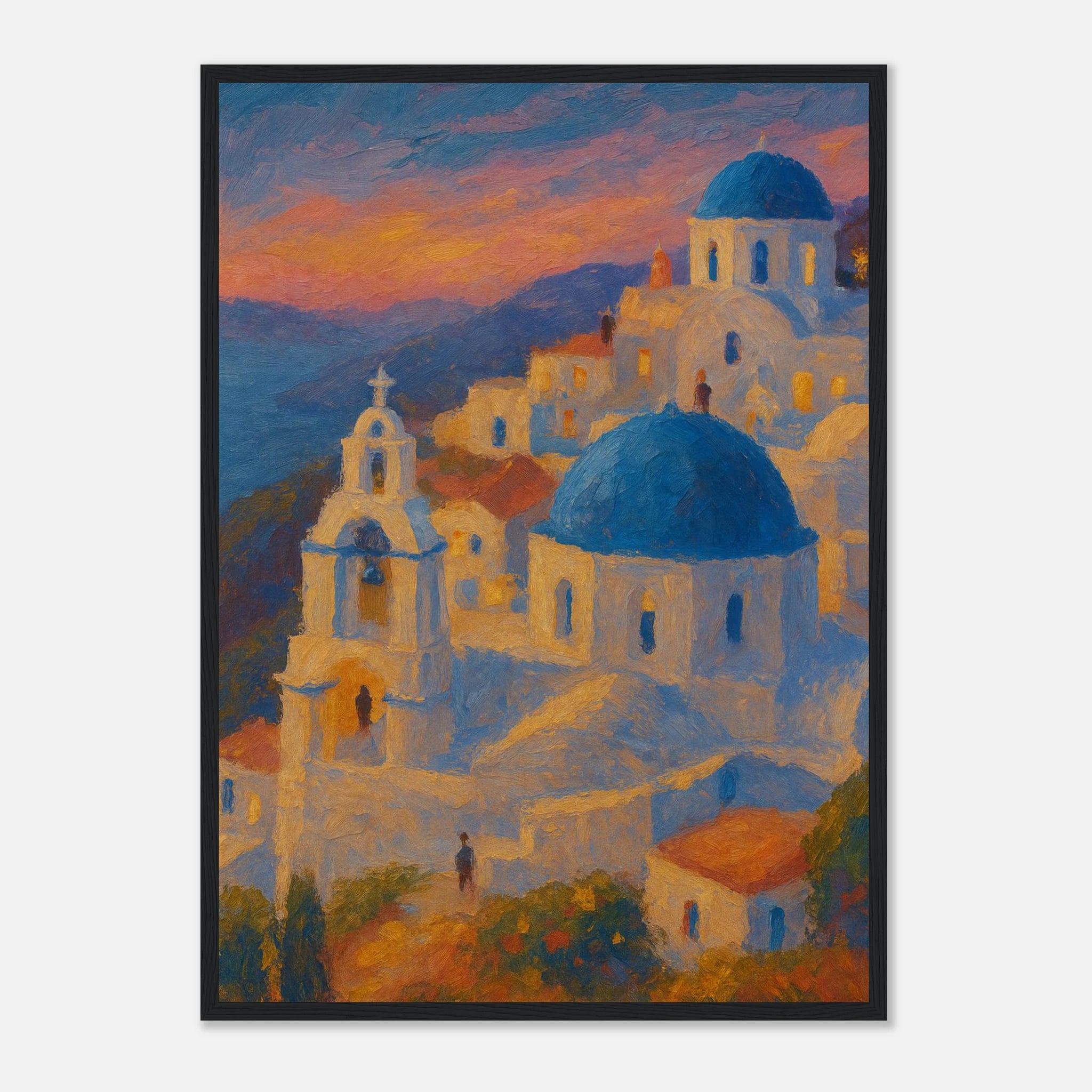 Black frame A2 (42 x 59.4 cm) - "Sunset Over Santorini" Print | Mediterranean Wall Art - Play By Print